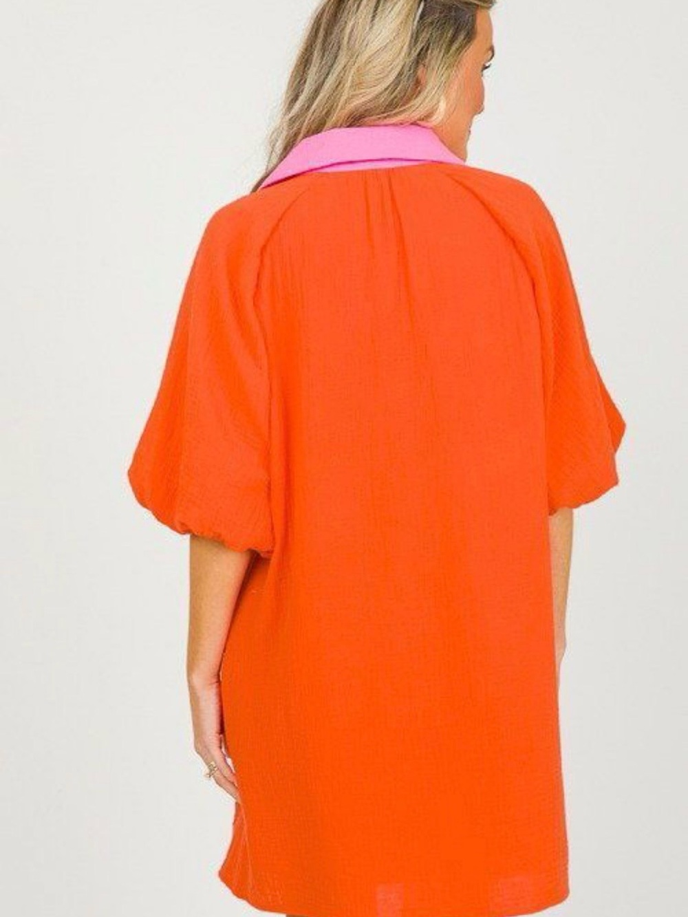 THML Orange Mini Dress with Pink Collar - Picture 2 of 5